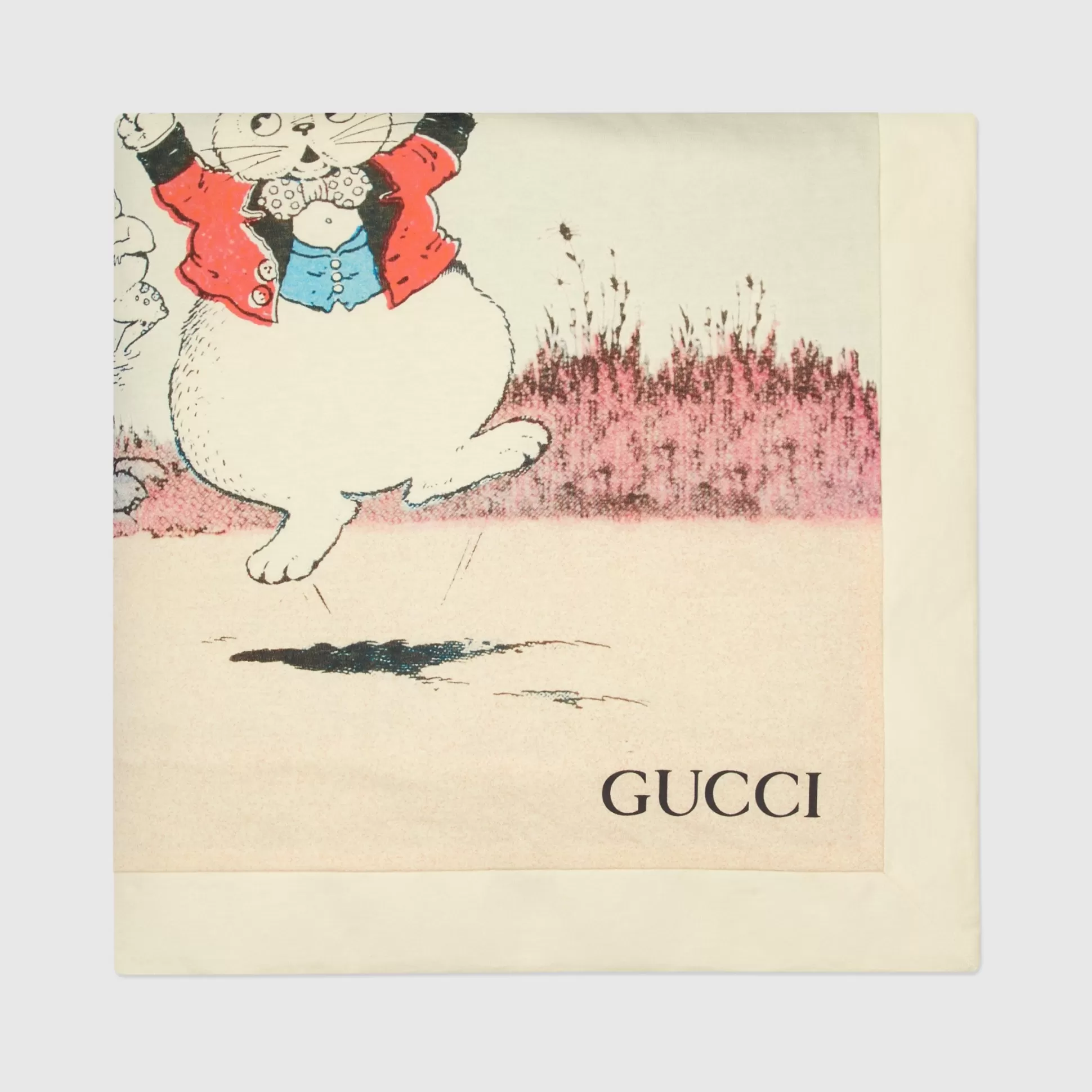 GUCCI Baby Cotton Blanket With Rabbit Print-Children Soft Accessories