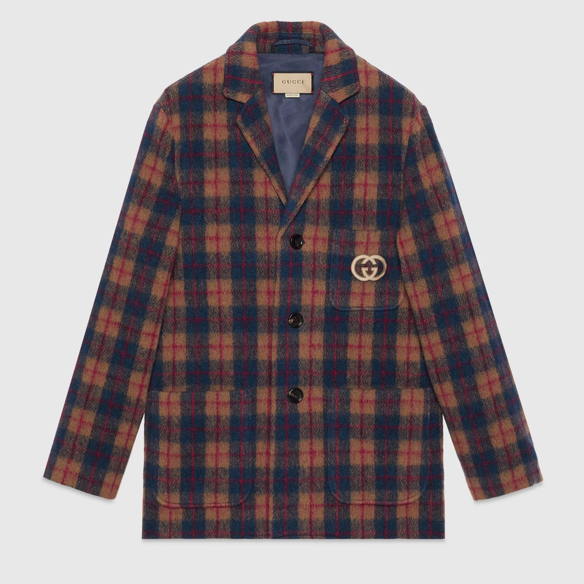 GUCCI Check Wool Jacket With Interlocking G-Men Formalwear