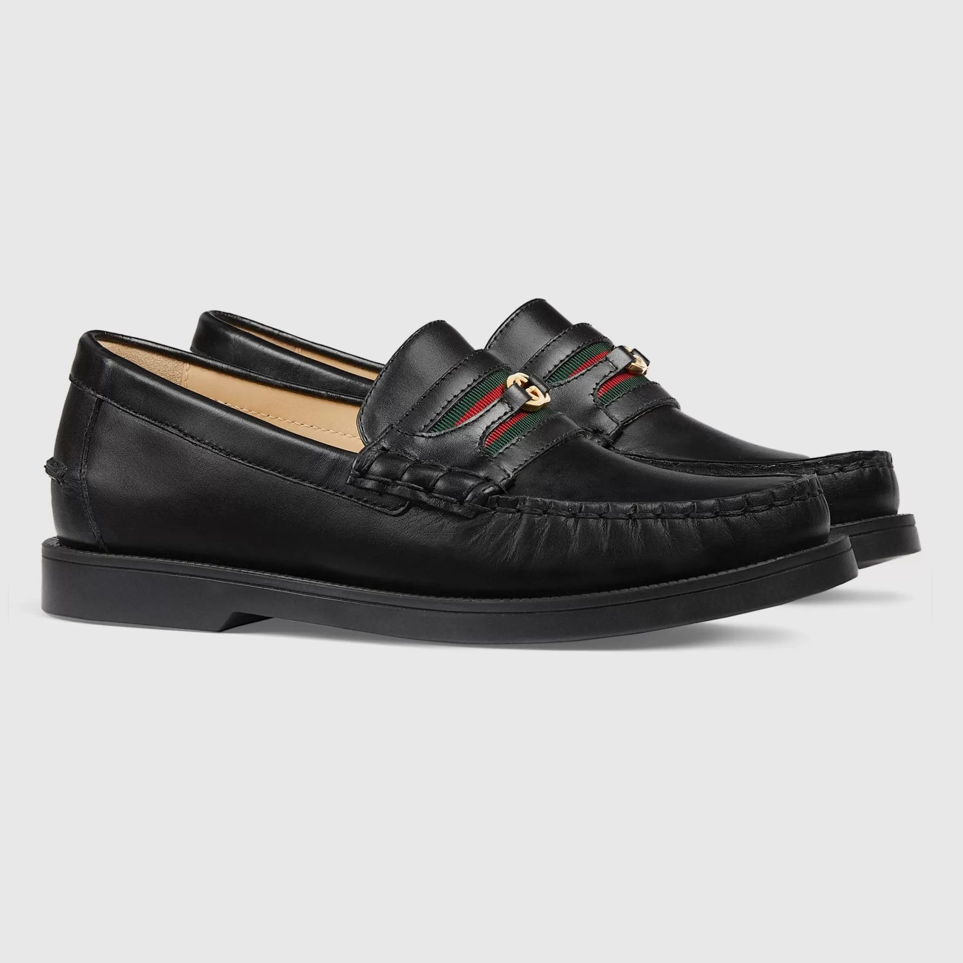 GUCCI Children Interlocking G Web Loafer-Children Shoes