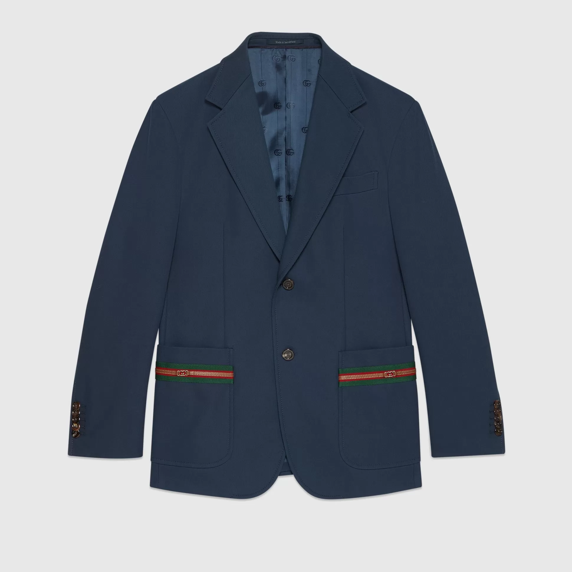 GUCCI Cotton Formal Jacket With Web Detail-Men Formalwear