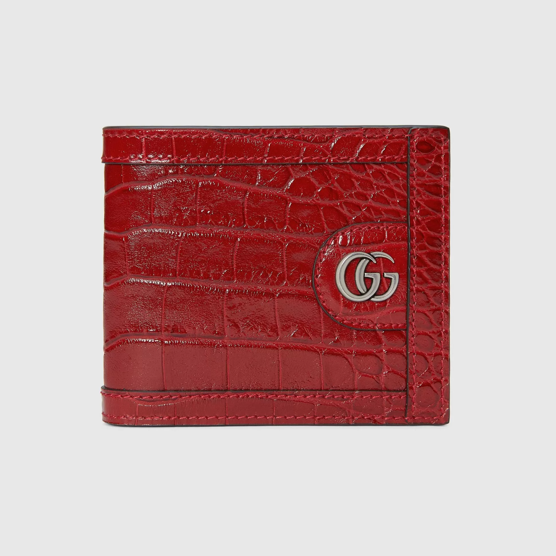 GUCCI Crocodile Card Case Wallet With Double G-Men Precious Accessories