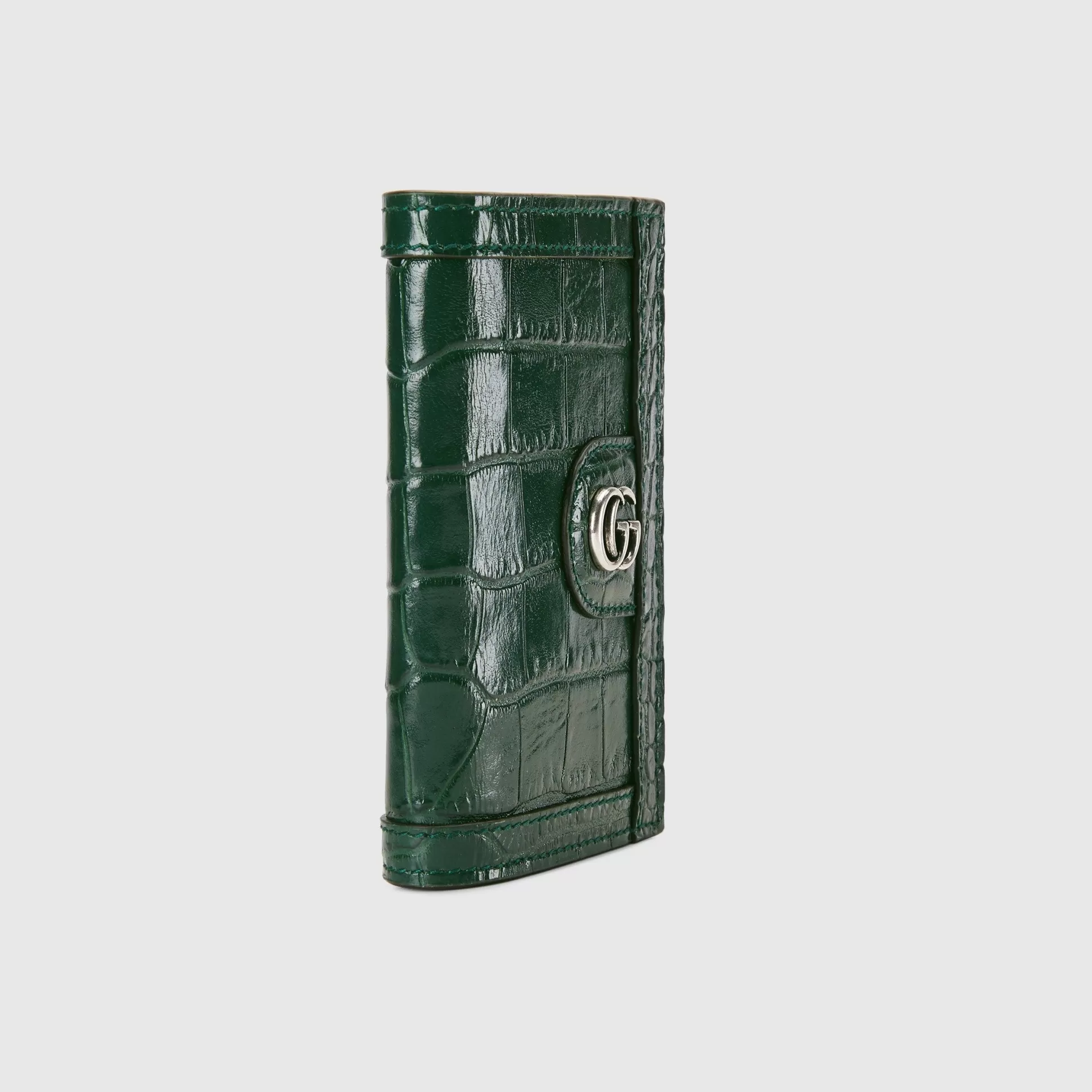 GUCCI Crocodile Card Case With Double G-Men Precious Accessories