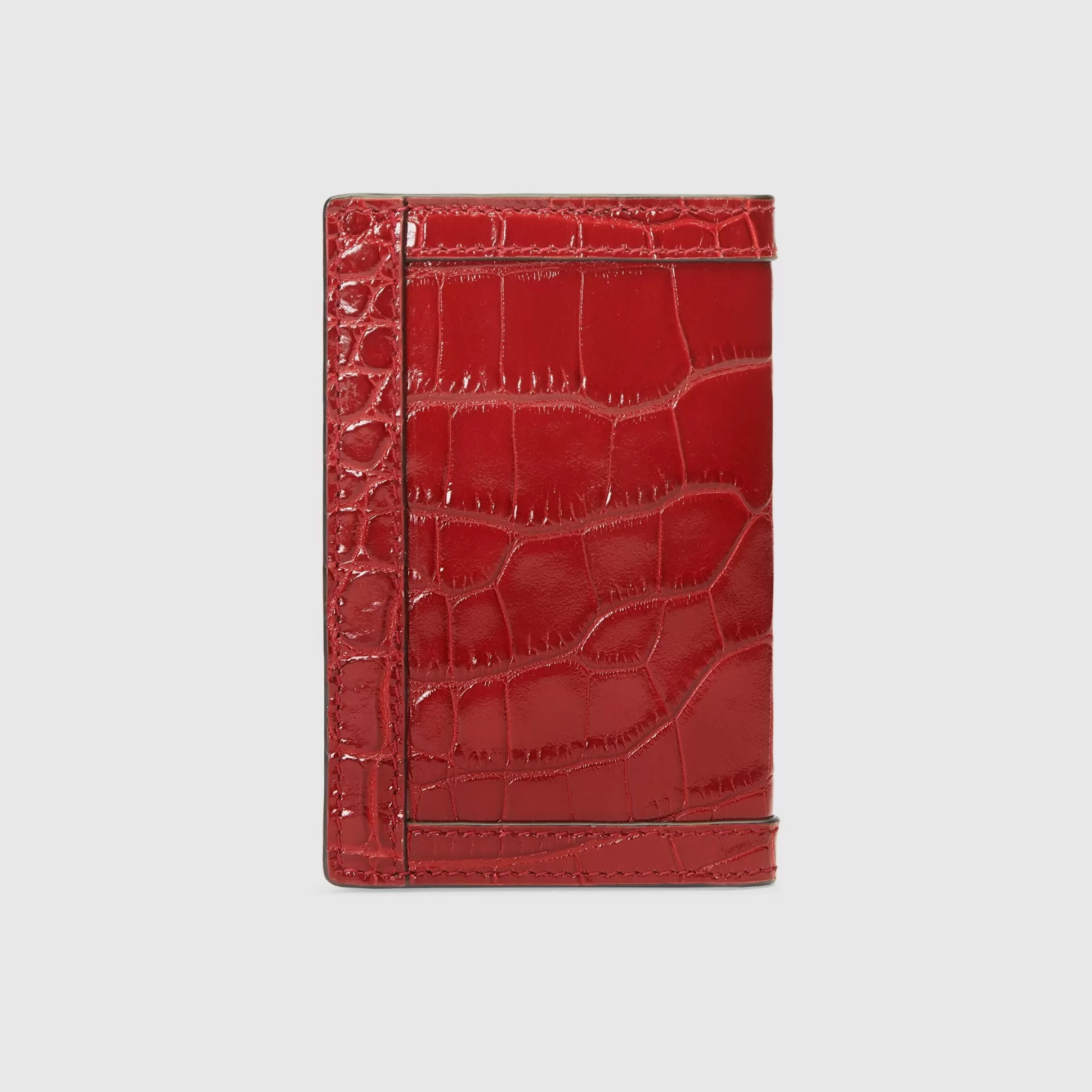 GUCCI Crocodile Card Case With Double G-Men Precious Accessories