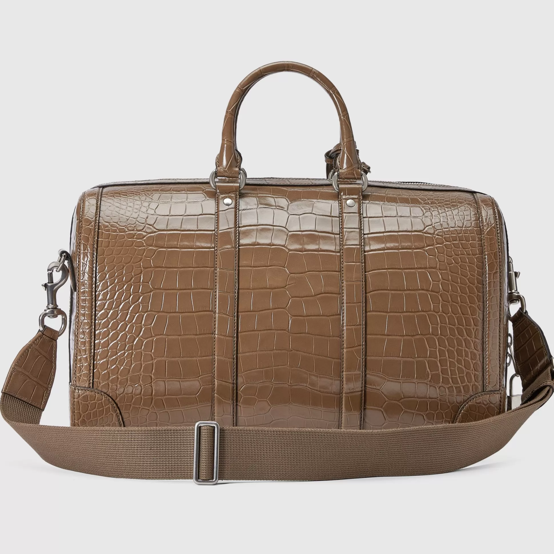 GUCCI Crocodile Duffle Bag With Double G-Men Weekend & Duffle Bags