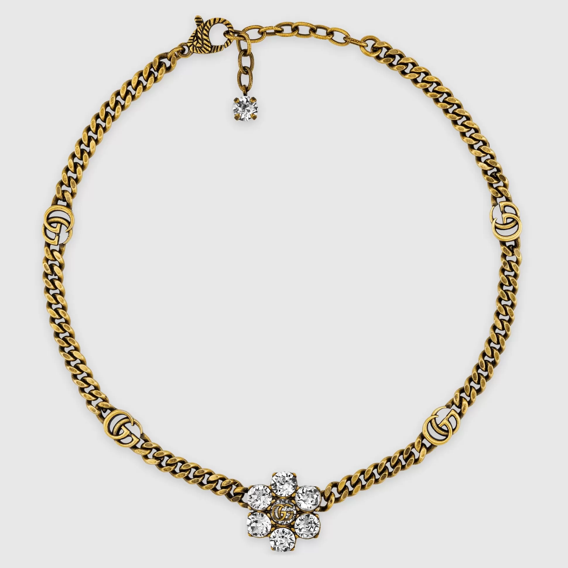 GUCCI Crystal Double G Necklace- Necklaces