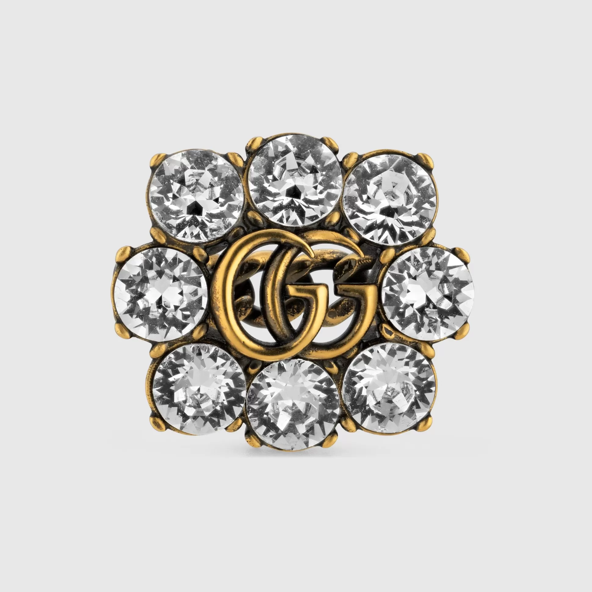 GUCCI Crystal Double G Ring- Rings