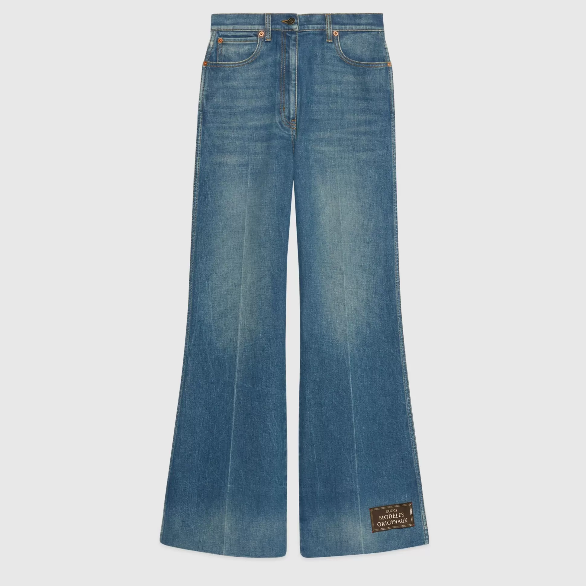 GUCCI Denim Flare Pant With Label-Women Denim