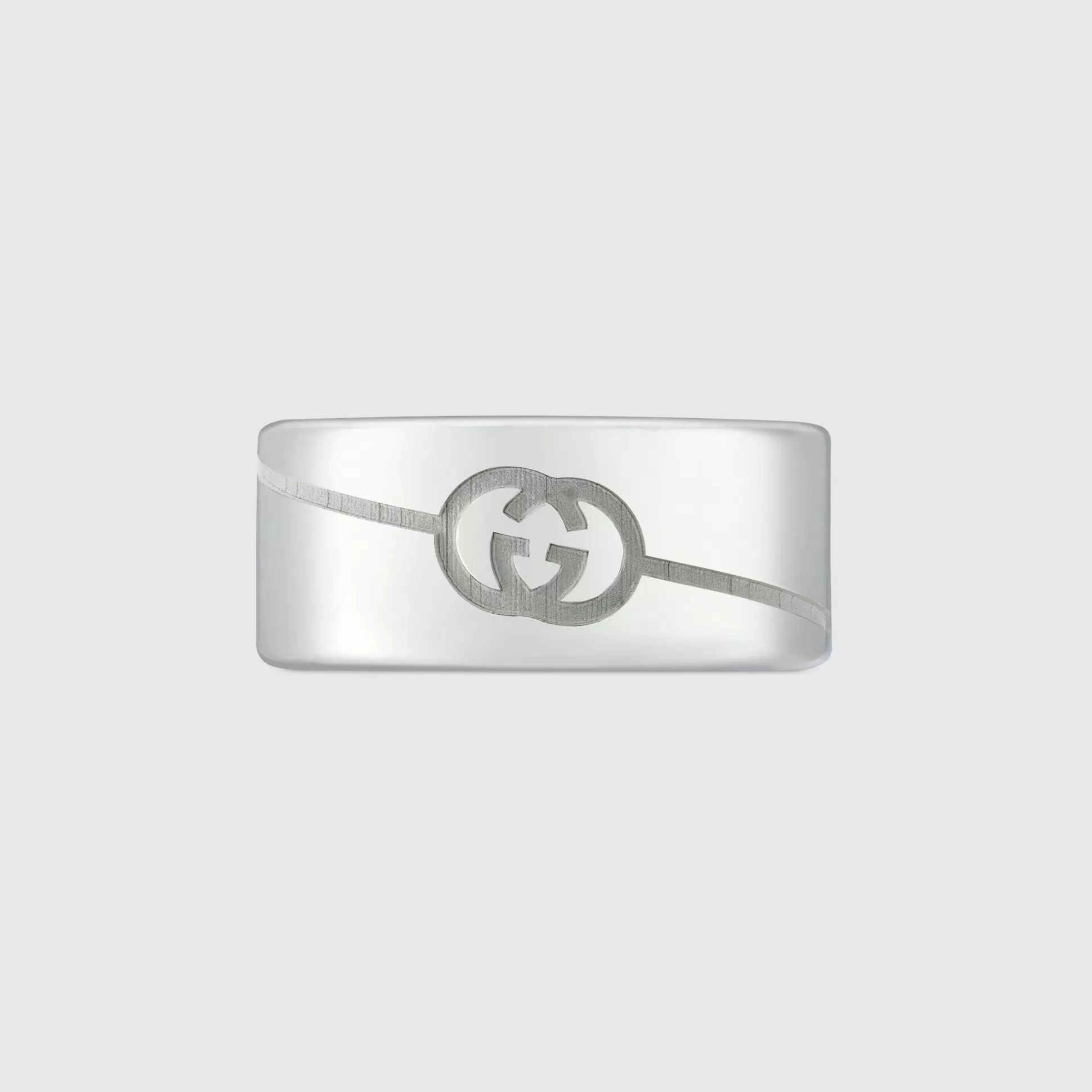 GUCCI Diagonal Interlocking G Wide Ring- Rings