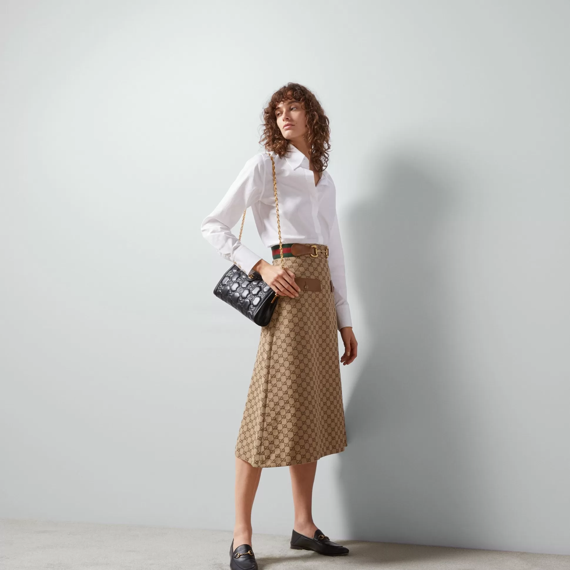 GUCCI Gg Canvas Skirt-Women Leather