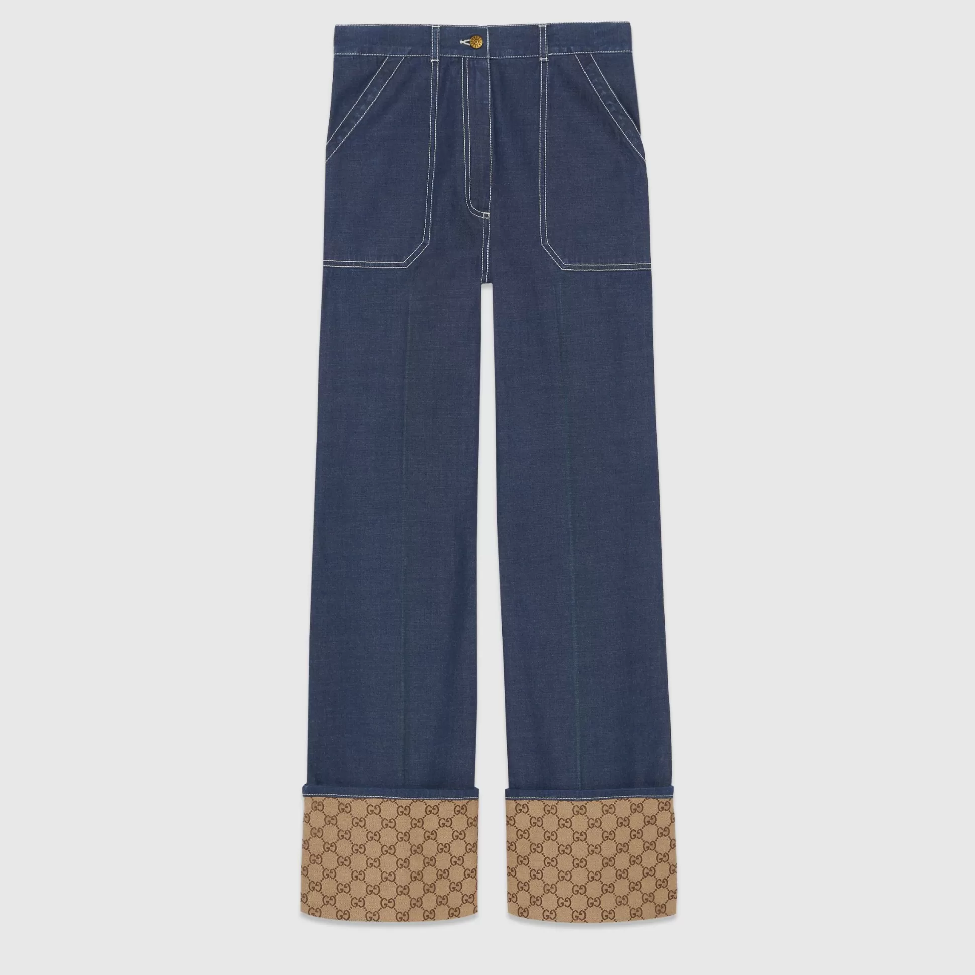 GUCCI Gg Cuff Denim Pant-Women Denim