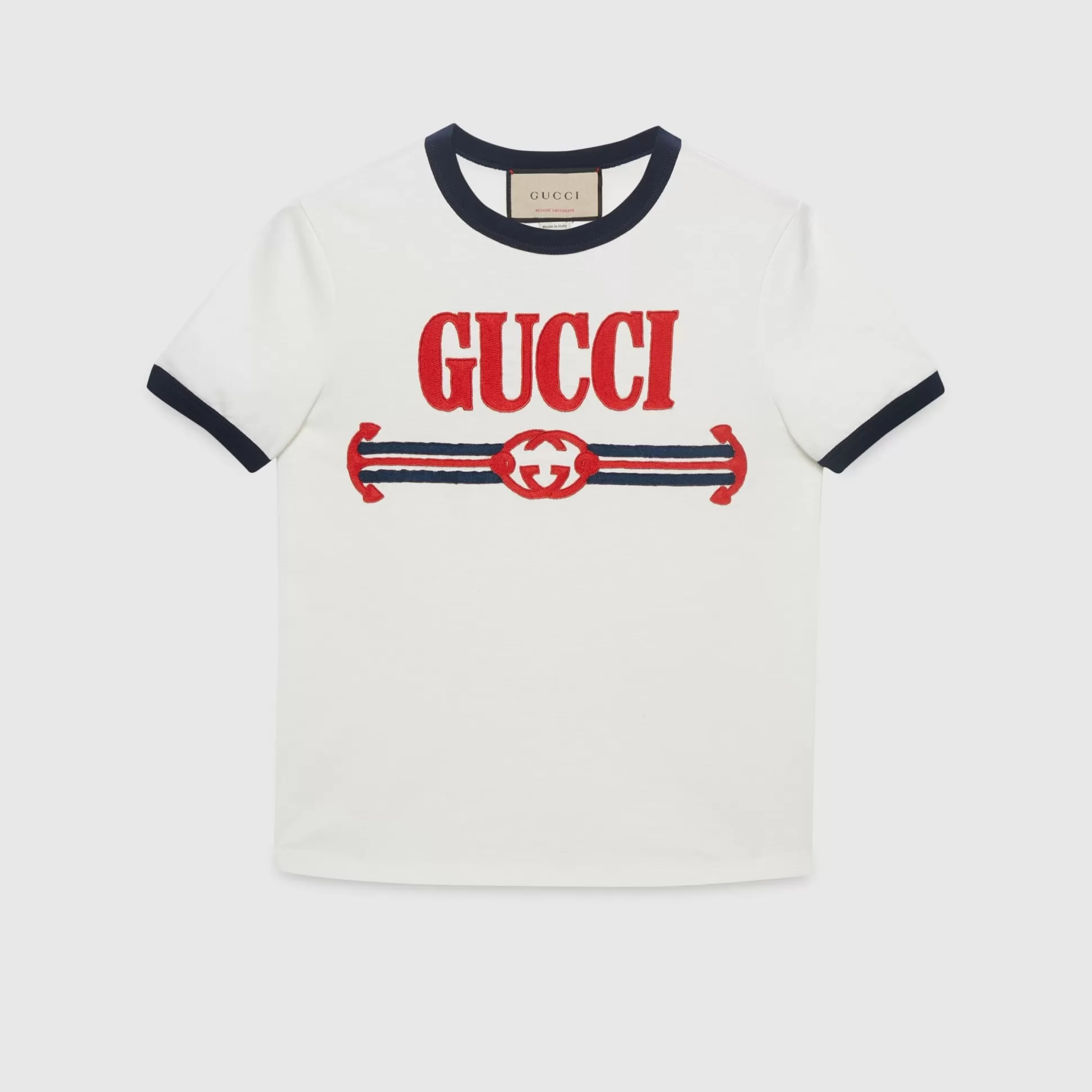 GUCCI Interlocking G Web Cotton Jersey T-Shirt-Women T-Shirts & Sweatshirts