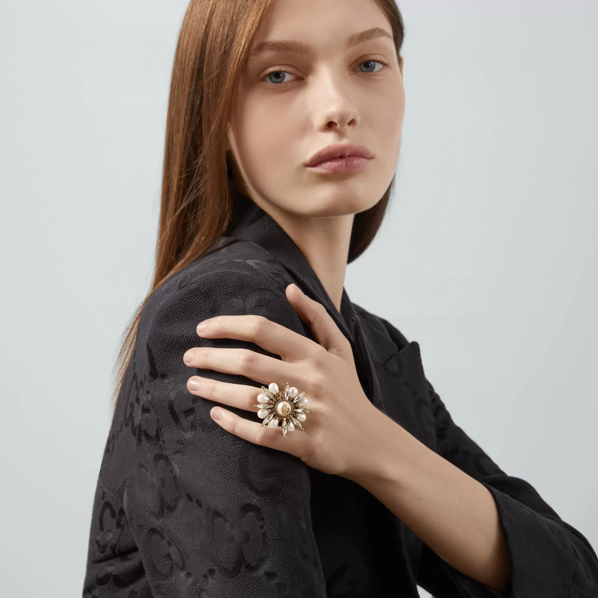 GUCCI Interlocking G Flower Ring- Rings