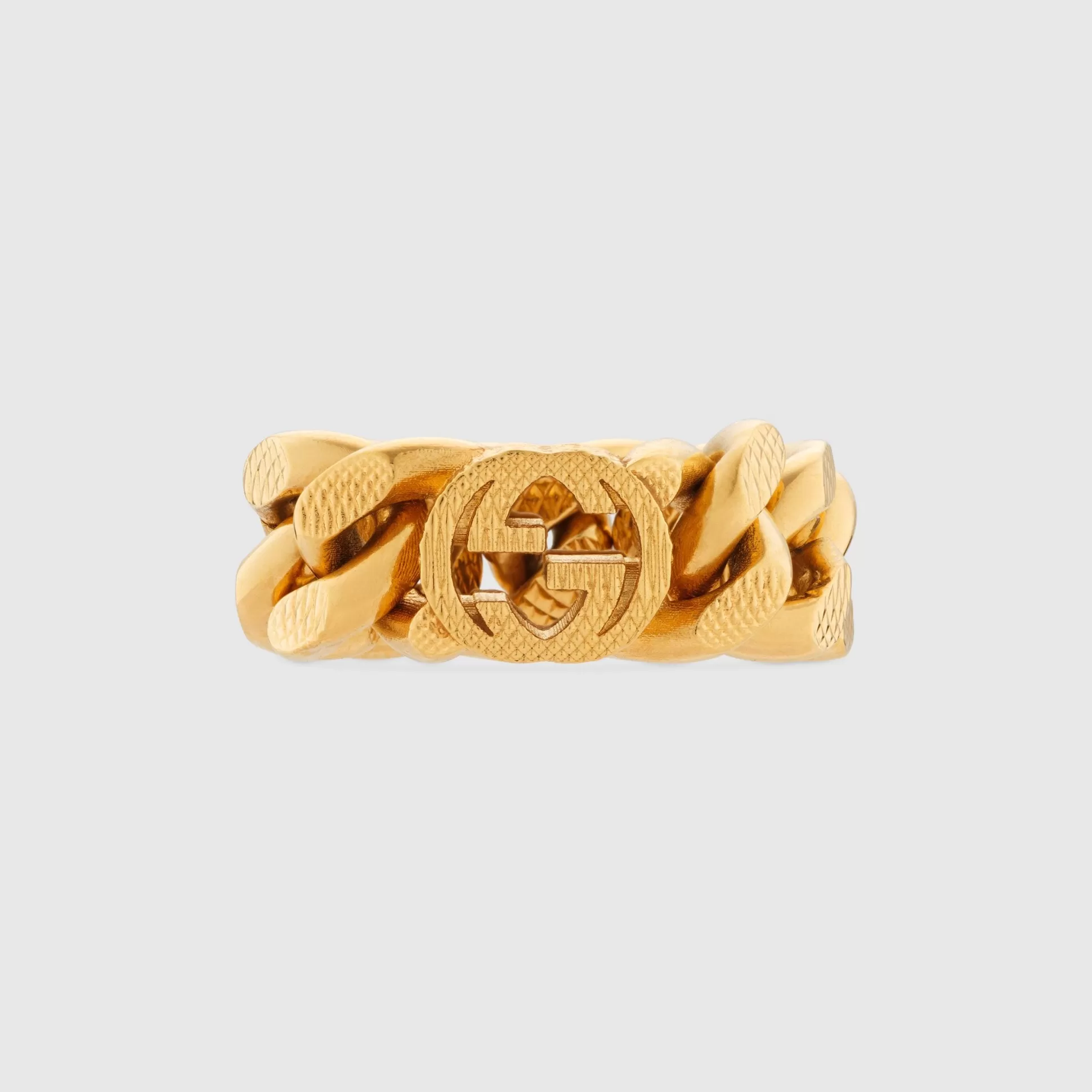 GUCCI Interlocking G Gourmette Chain Ring- Rings