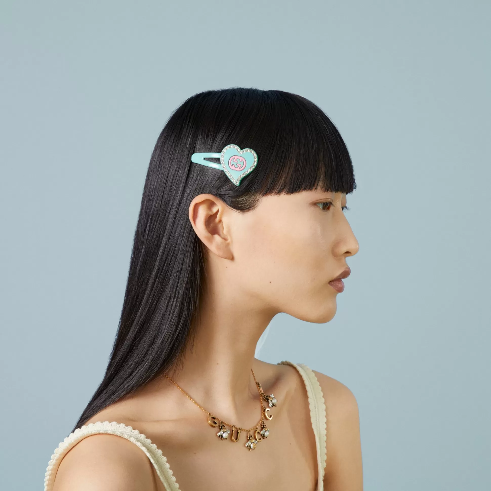 GUCCI Interlocking G Heart Hair Clip- Hair Accessories