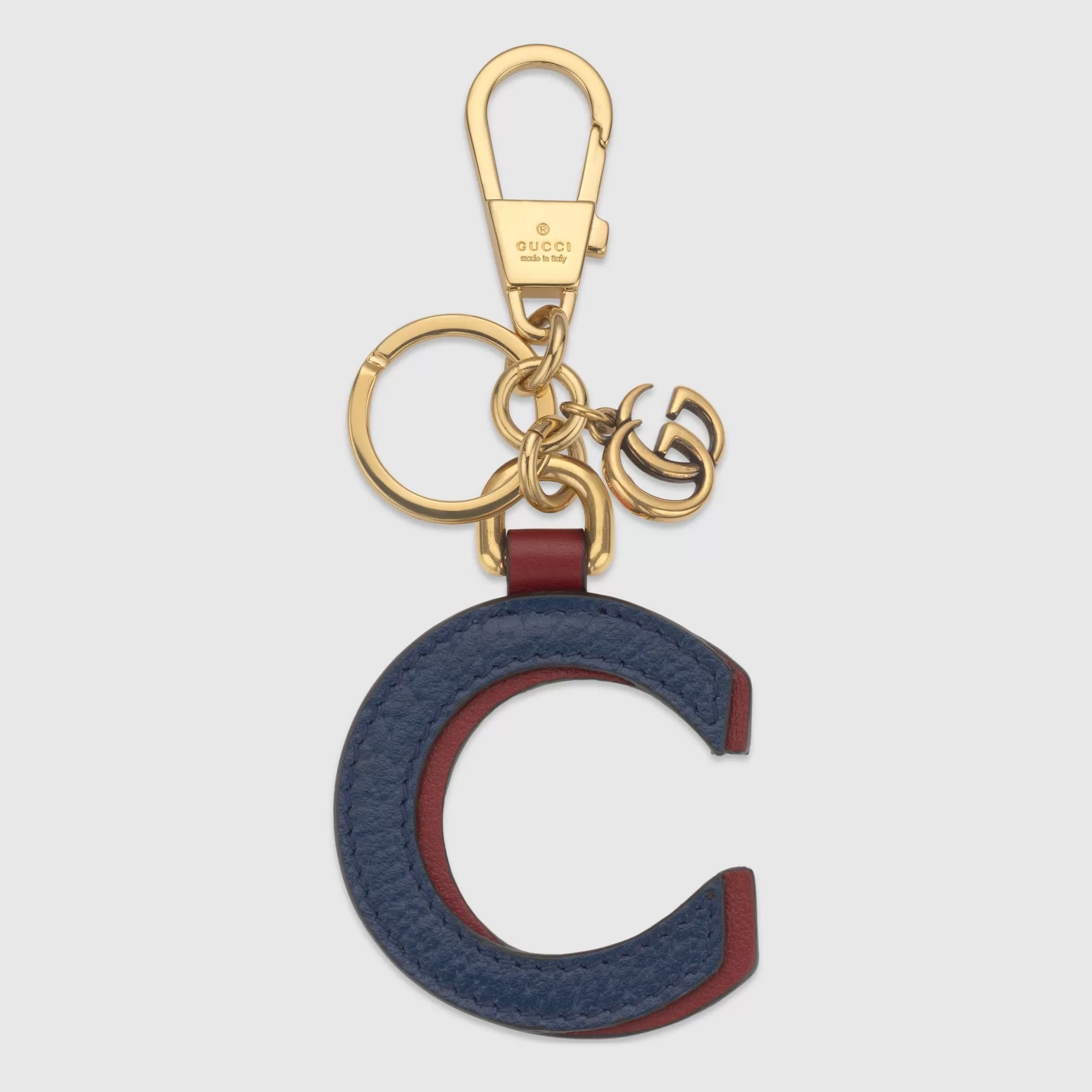 GUCCI Leather Letter Keychain-Men Keyrings & Key Cases