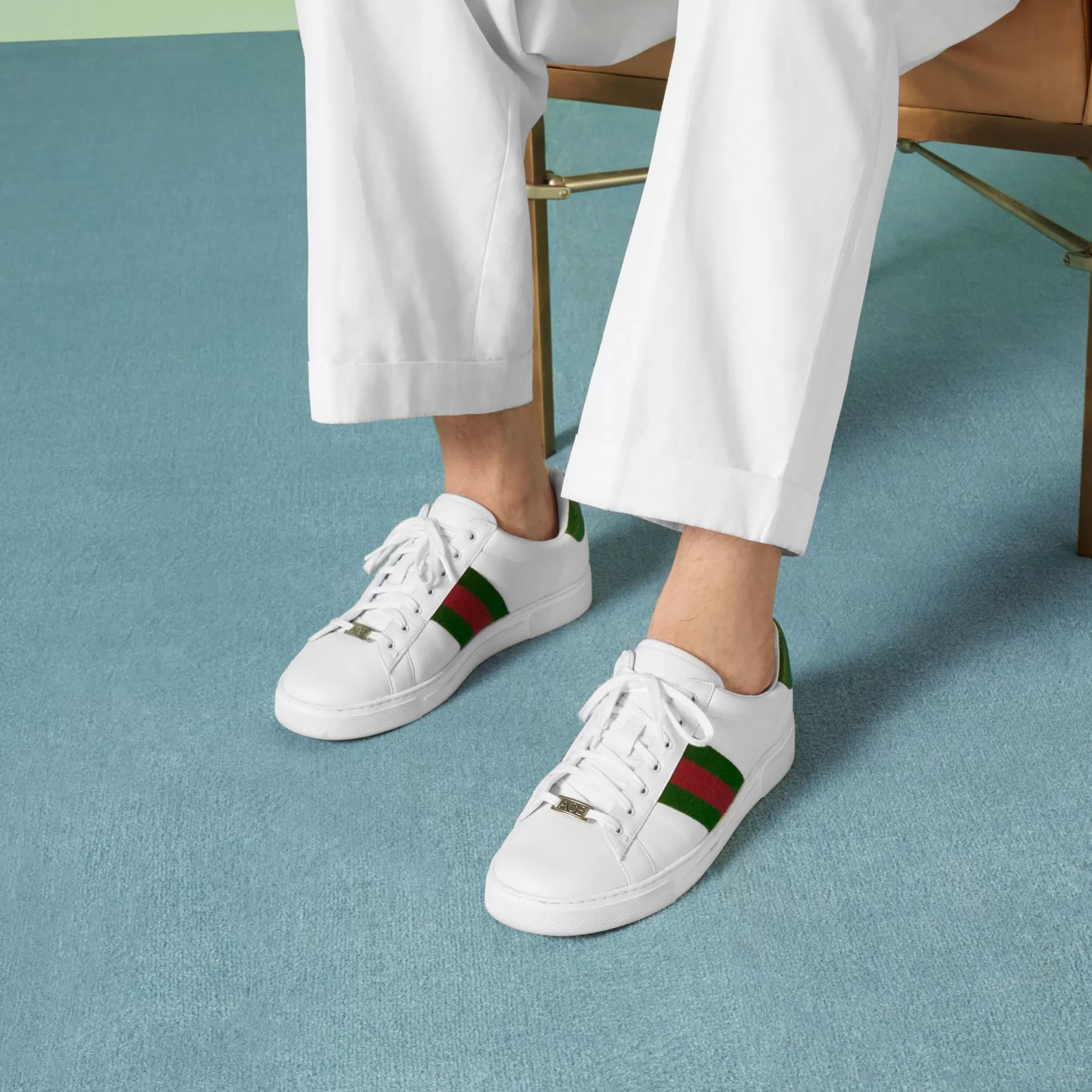 GUCCI Men'S Ace Sneaker With Web-Men Sneakers