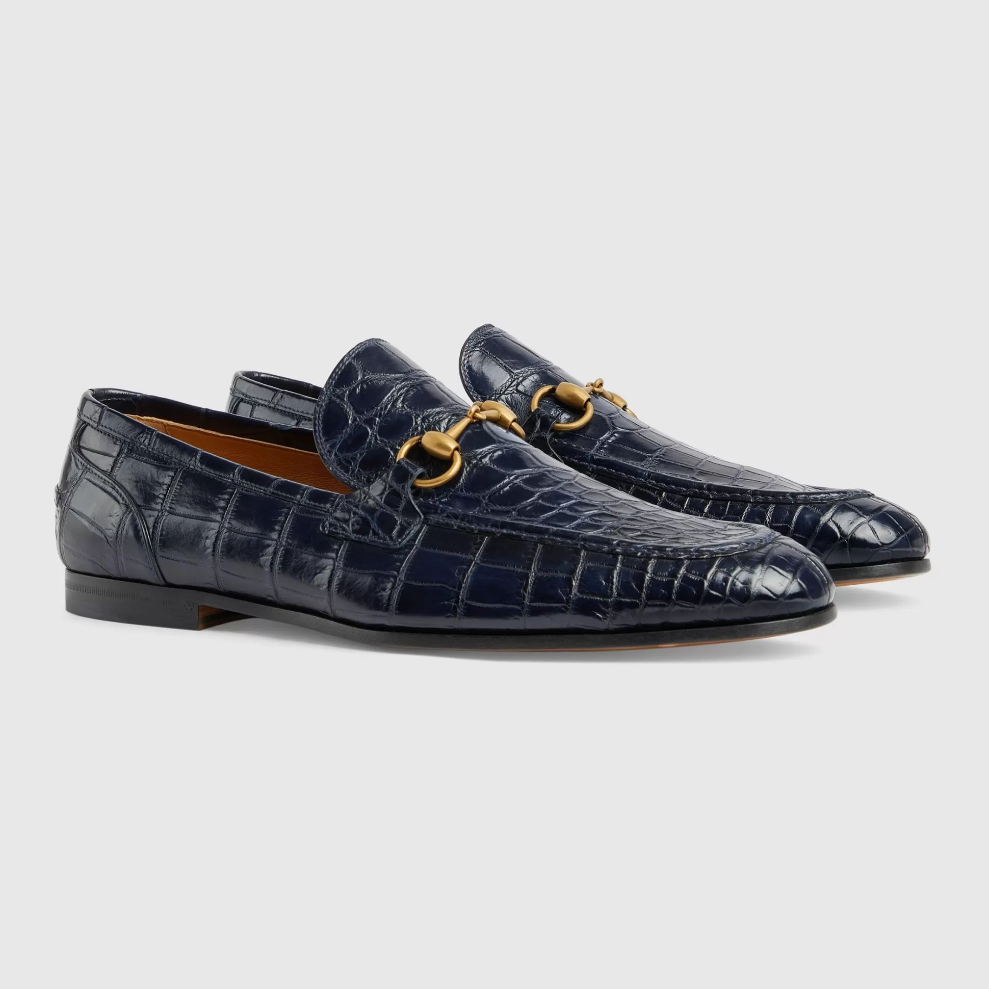 GUCCI Men'S Jordaan Crocodile Loafer-Men Loafers