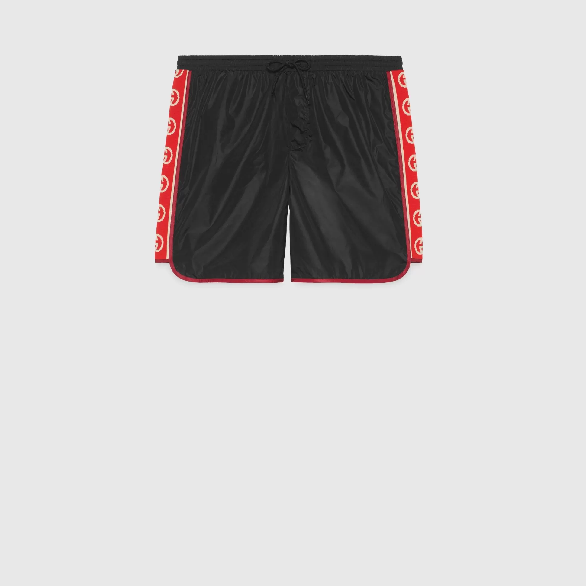 GUCCI Nylon Swim Shorts With Logo Stripe-Men Swimwear