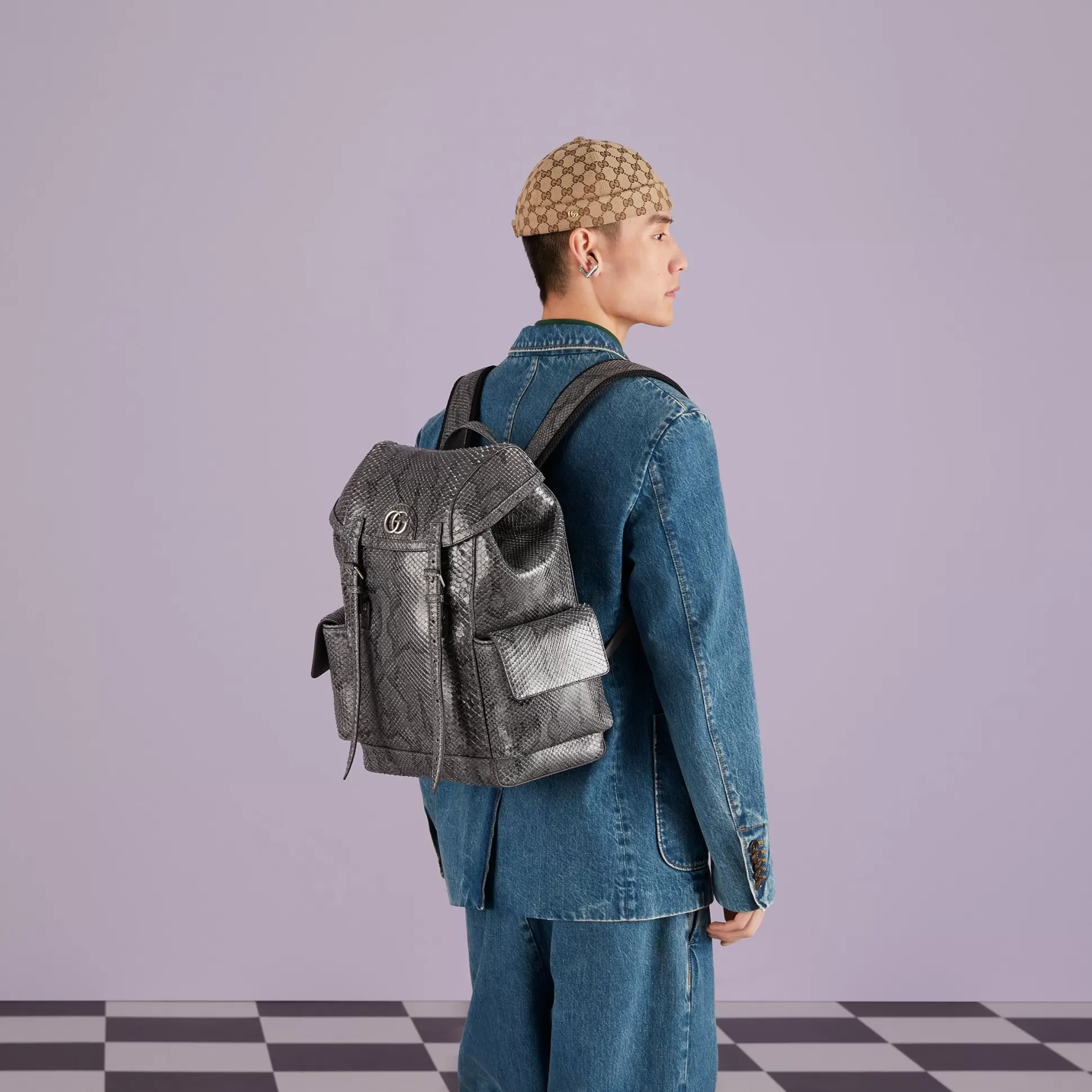 GUCCI Python Backpack With Double G-Men Precious Bags