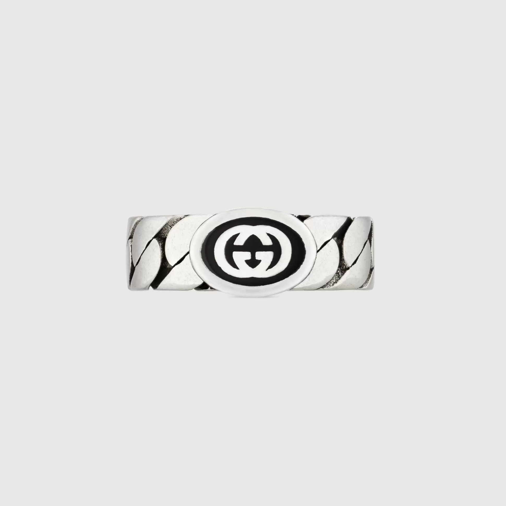 GUCCI Wide Ring With Interlocking G- Rings