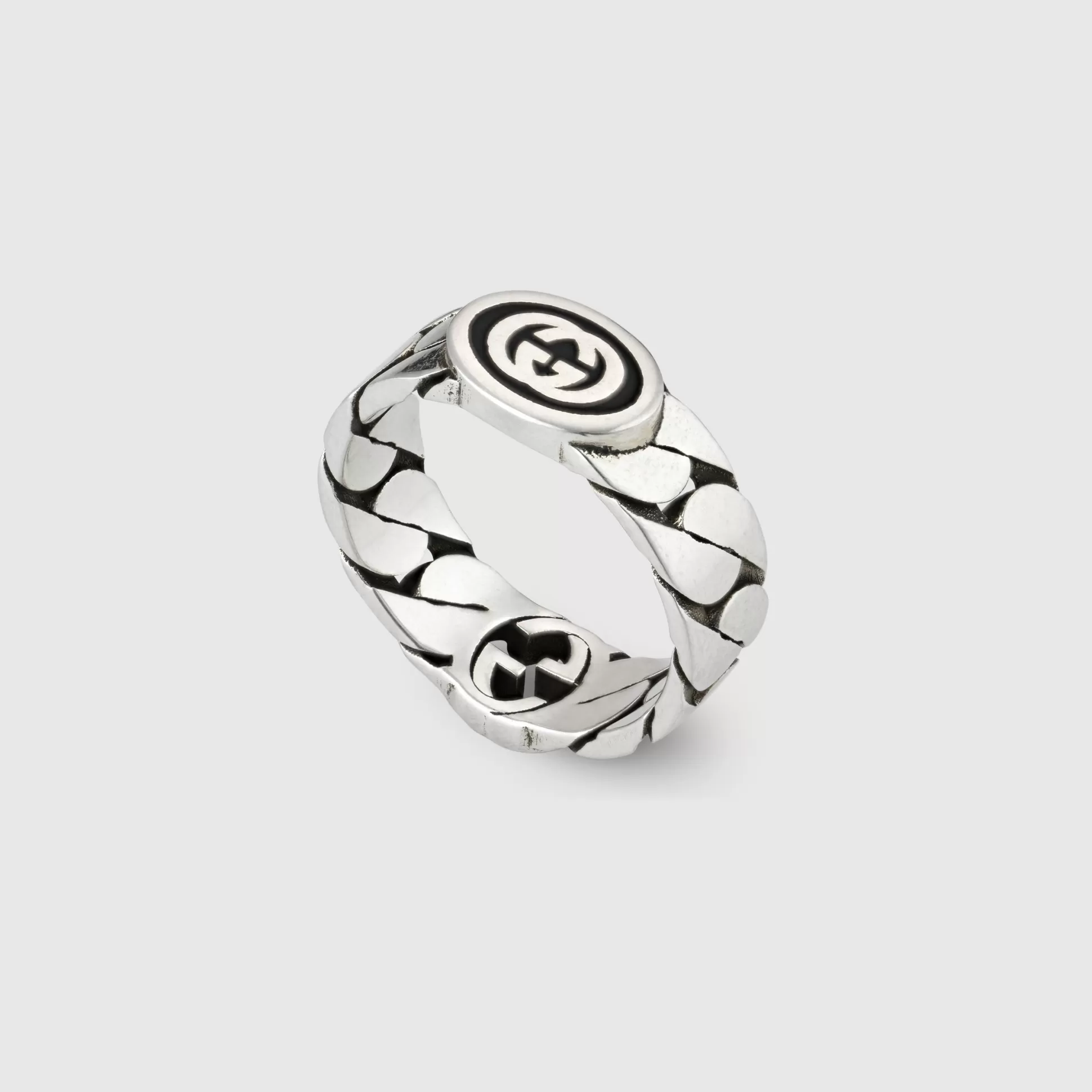 GUCCI Wide Ring With Interlocking G- Rings