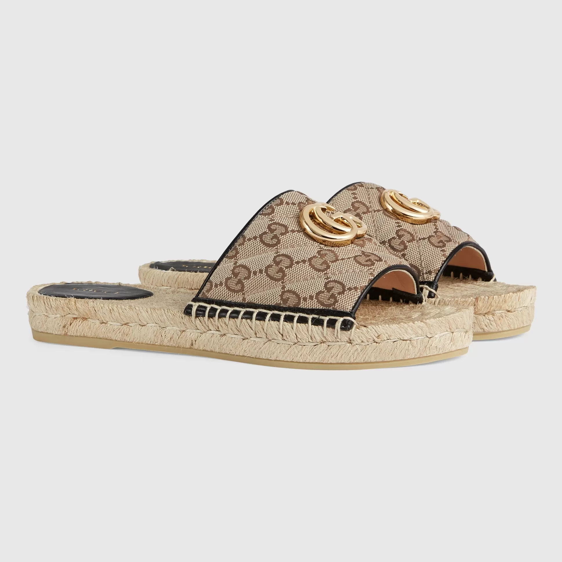 GUCCI Women'S Gg Matelasse Canvas Espadrille Sandal-Women Slides