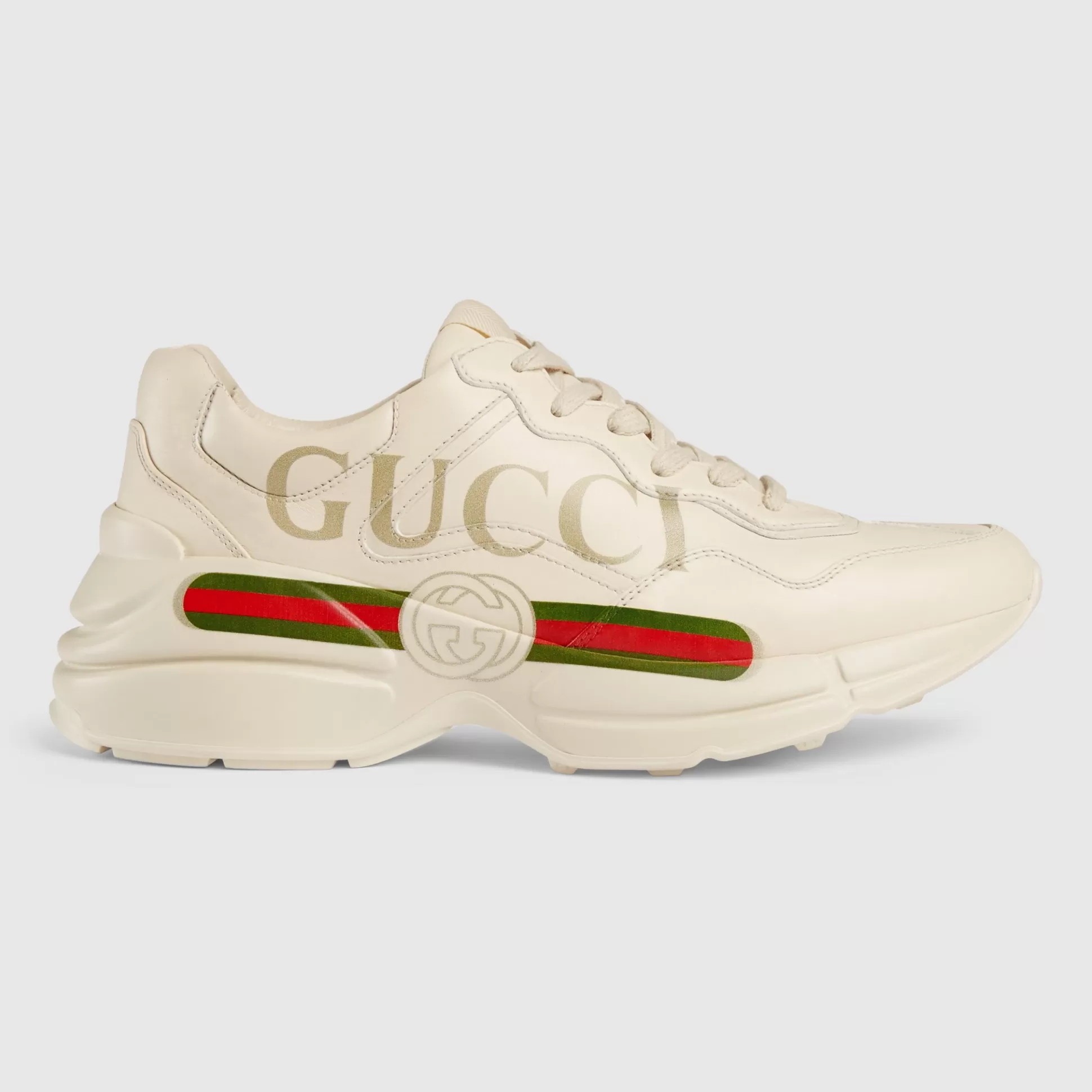 GUCCI Women'S Rhyton Logo Leather Sneaker-Women Sneakers